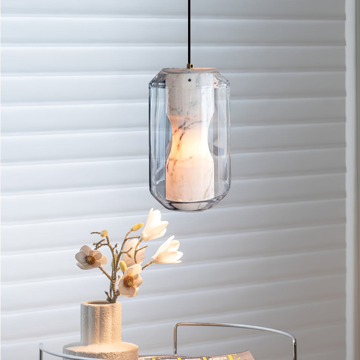 Alabaster Glass Cylinder Pendant Light – detail 20