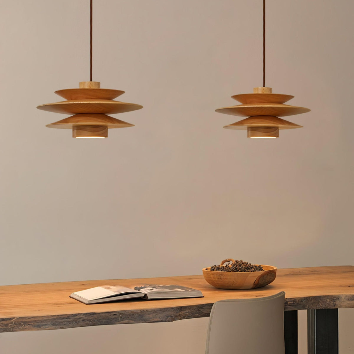 Cascade Wooden Disc Pendant Lamp – detail 4