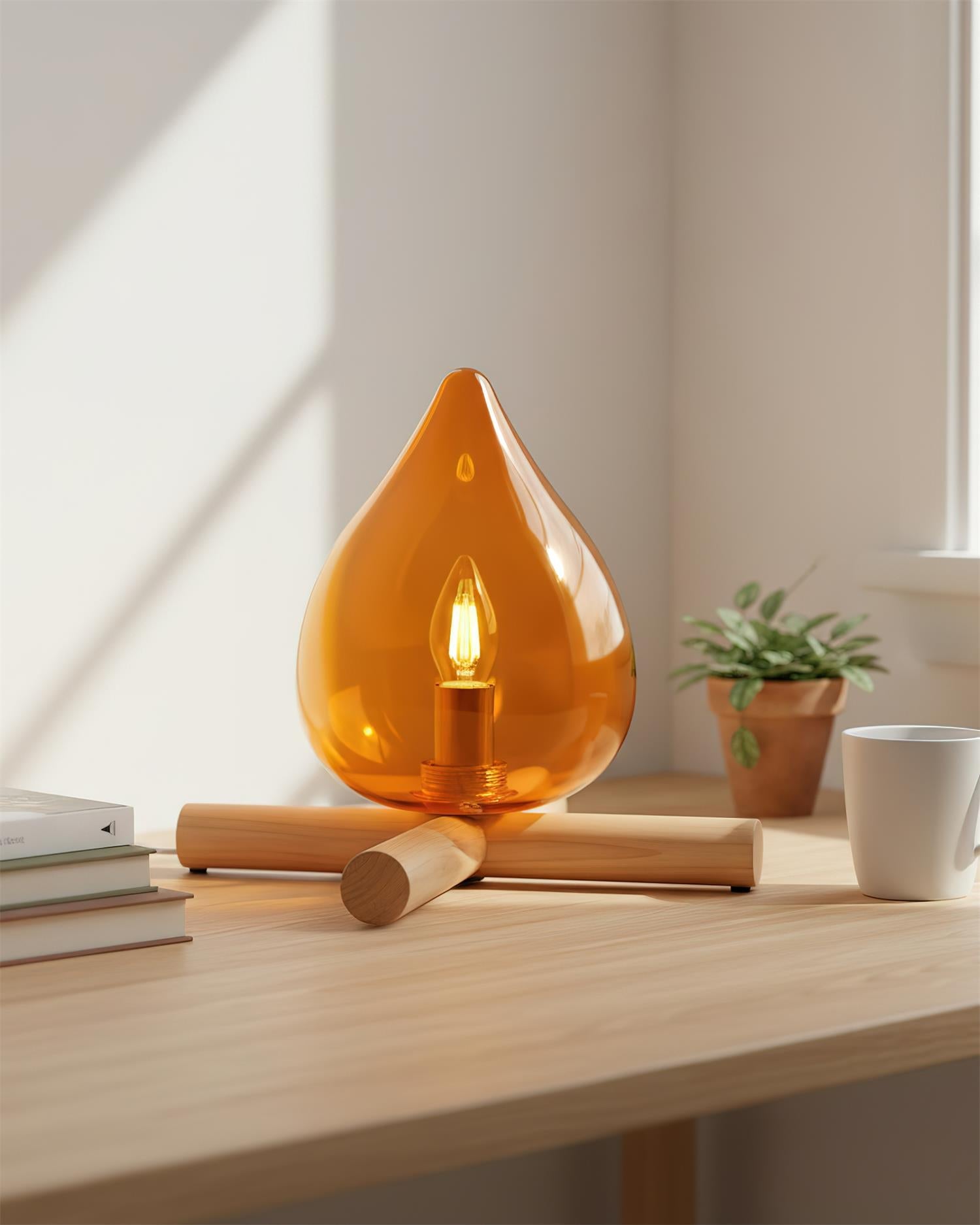 Bellin Wood Fire Table Lamp