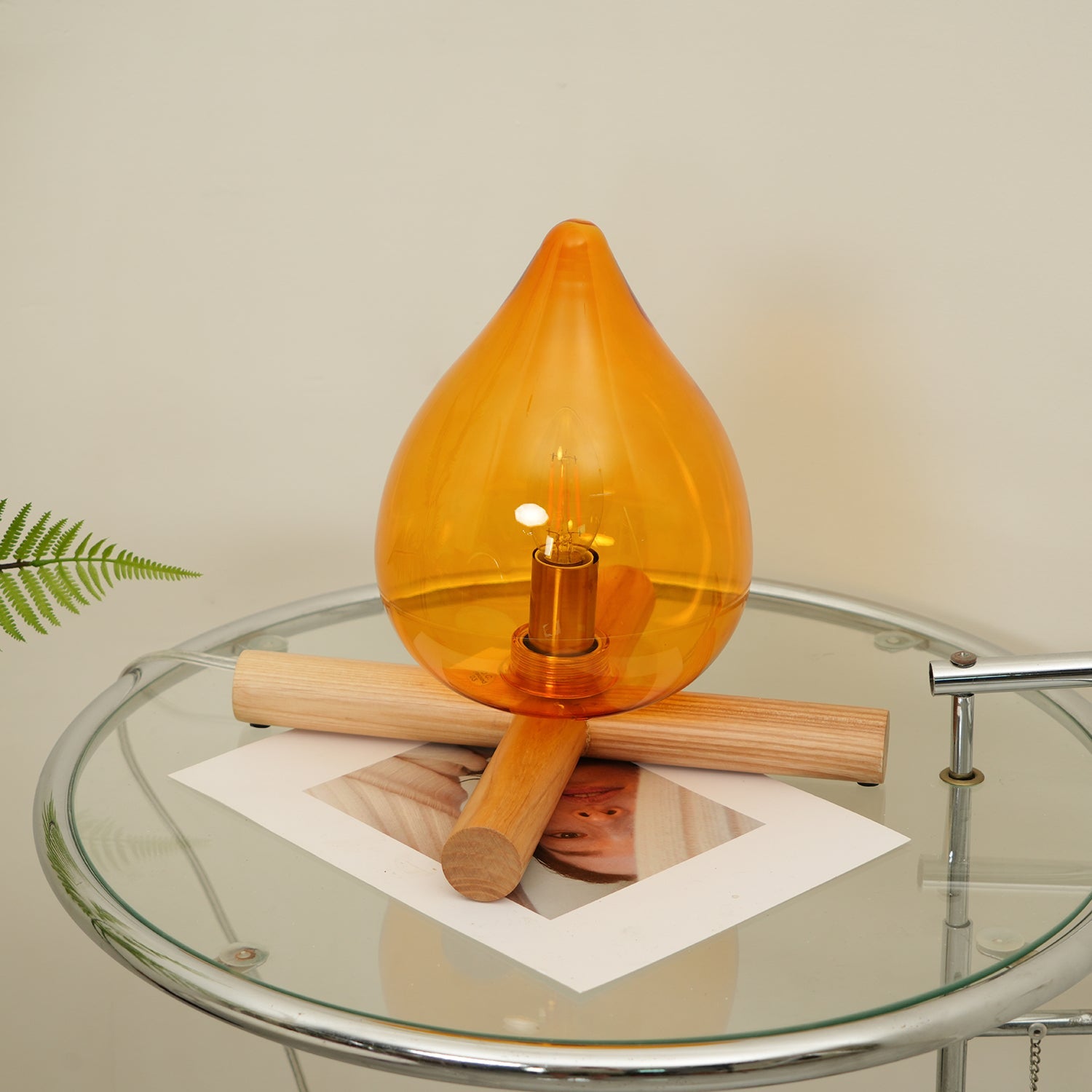 Bellin Wood Fire Table Lamp
