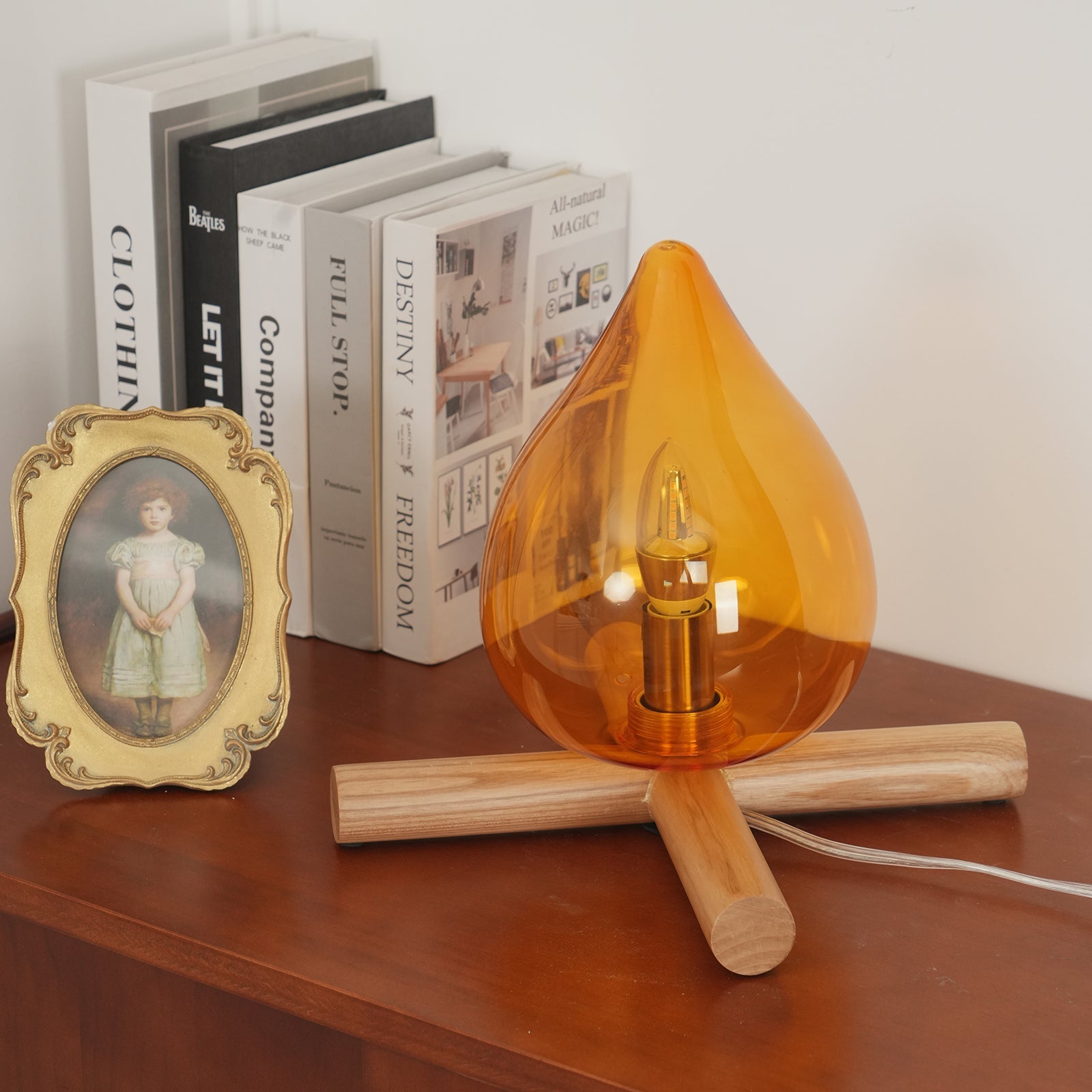 Bellin Wood Fire Table Lamp