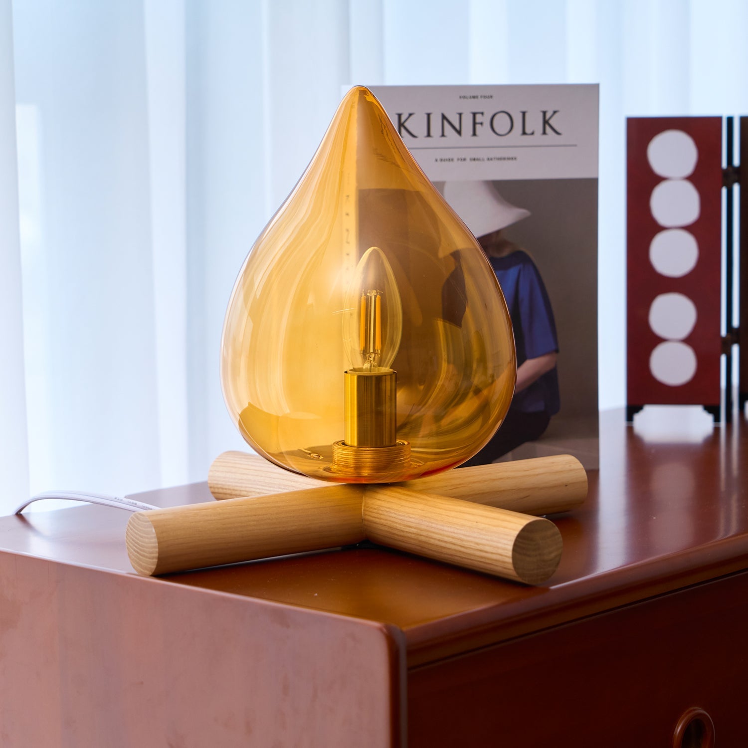 Bellin Wood Fire Table Lamp