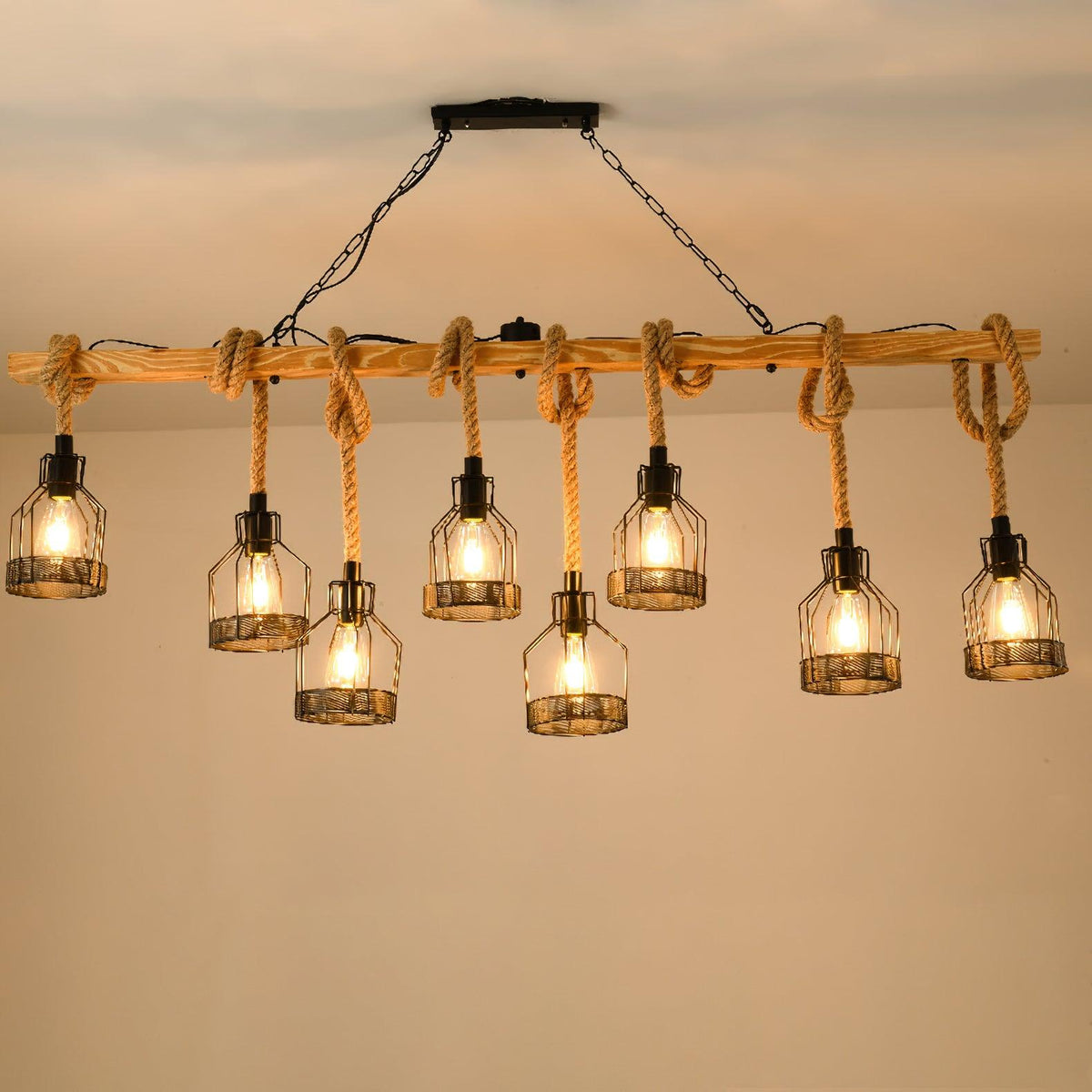 Hemp Rope Industrial Grenade Chandelier – detail 10