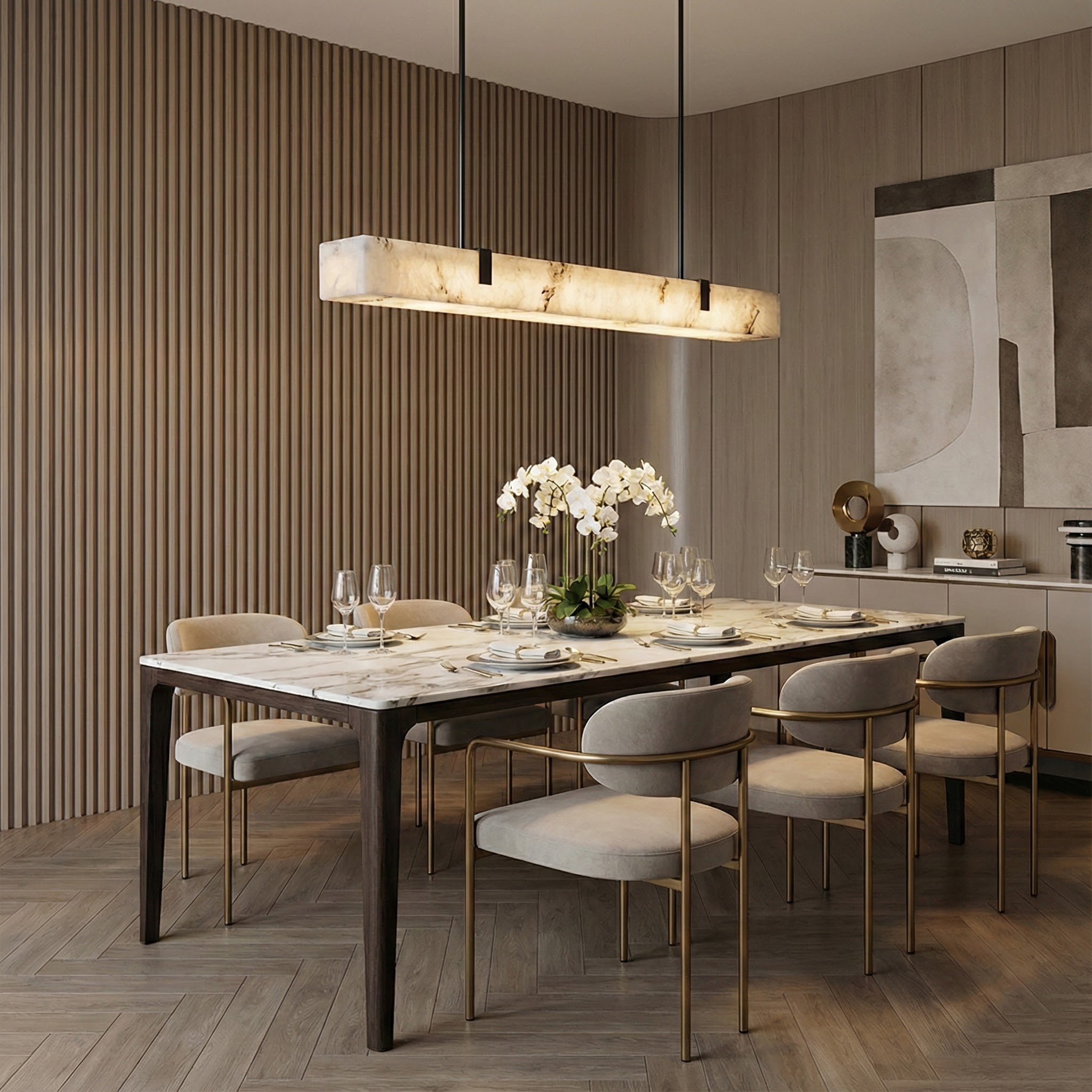 Tavoa Alabaster Linear Chandelier