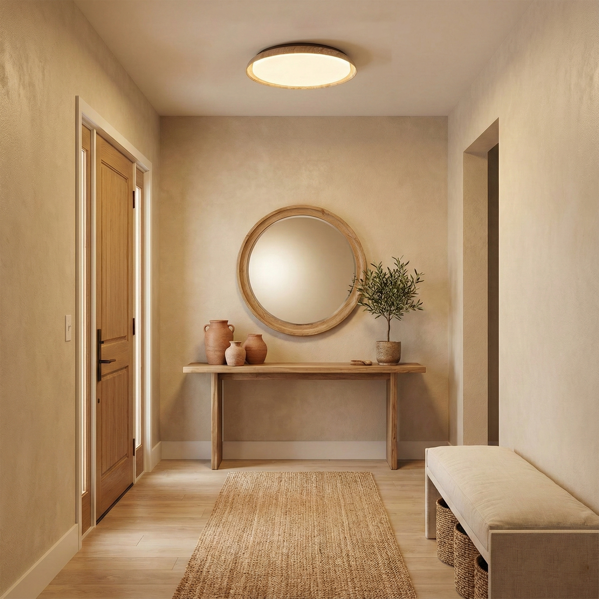 Bareno Round Travertine Ceiling Light