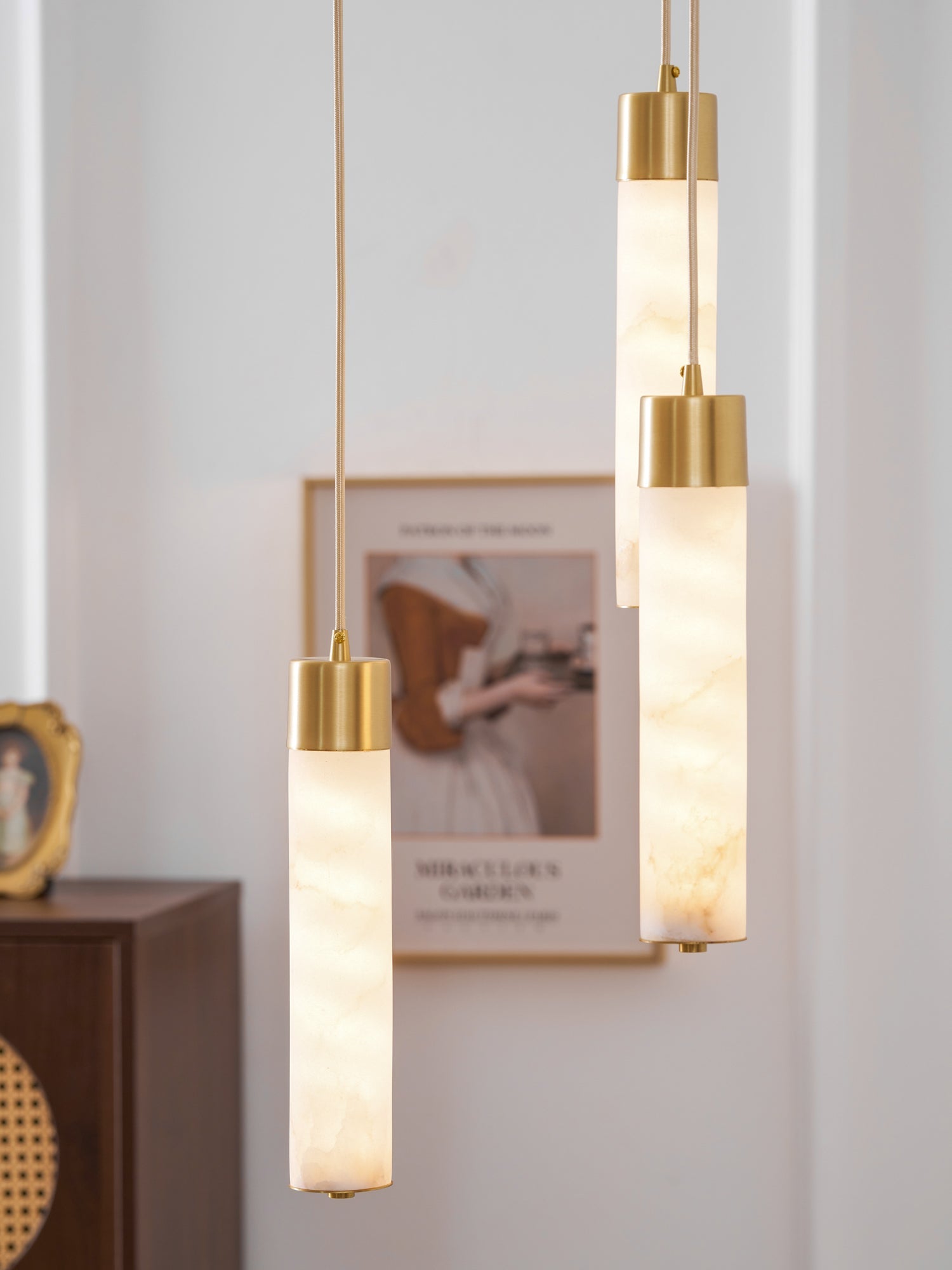 Keleyro Alabaster Tube Pendant Light