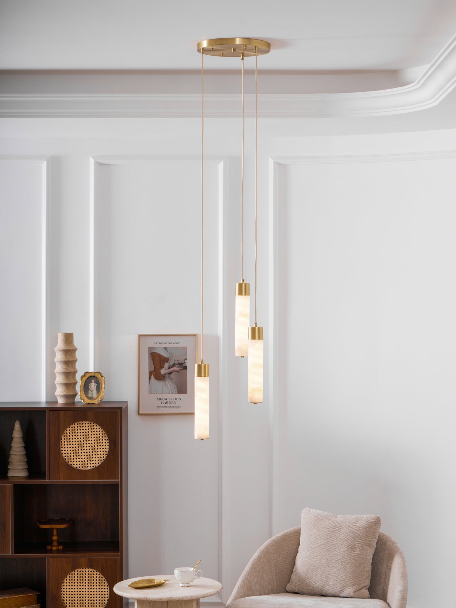 Keleyro Alabaster Tube Pendant Light