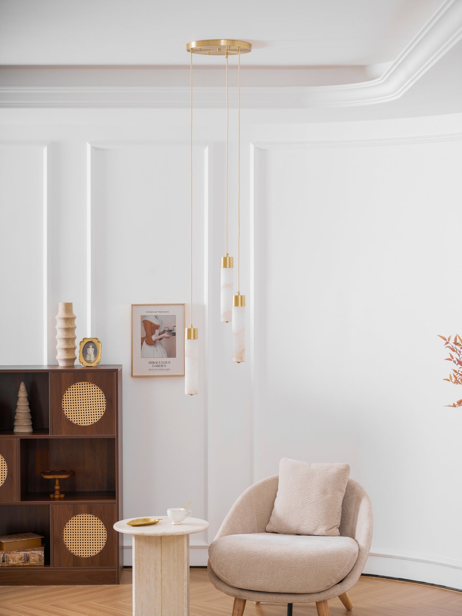 Keleyro Alabaster Tube Pendant Light