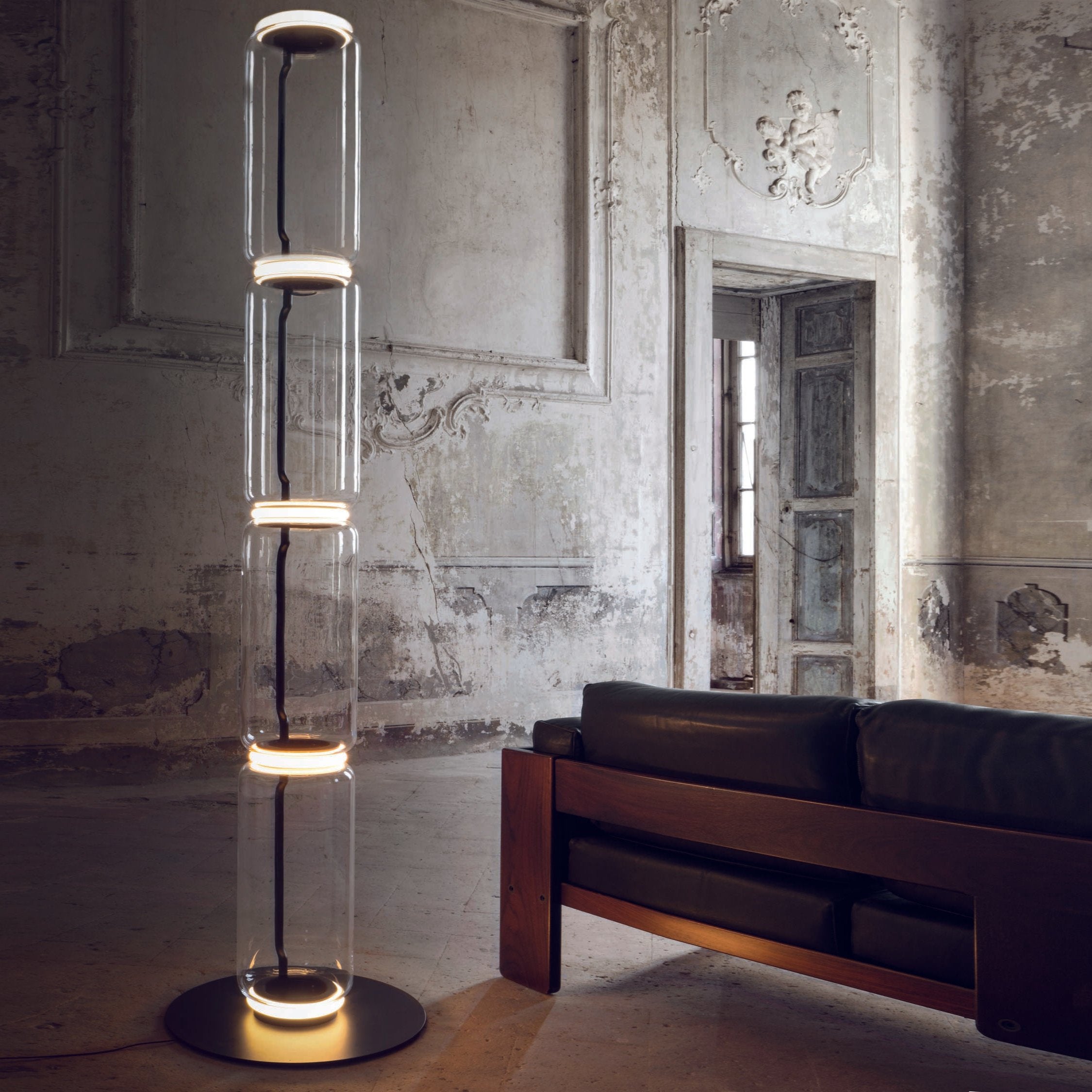 Mevvilzo Cylindrical Glass Floor Lamp