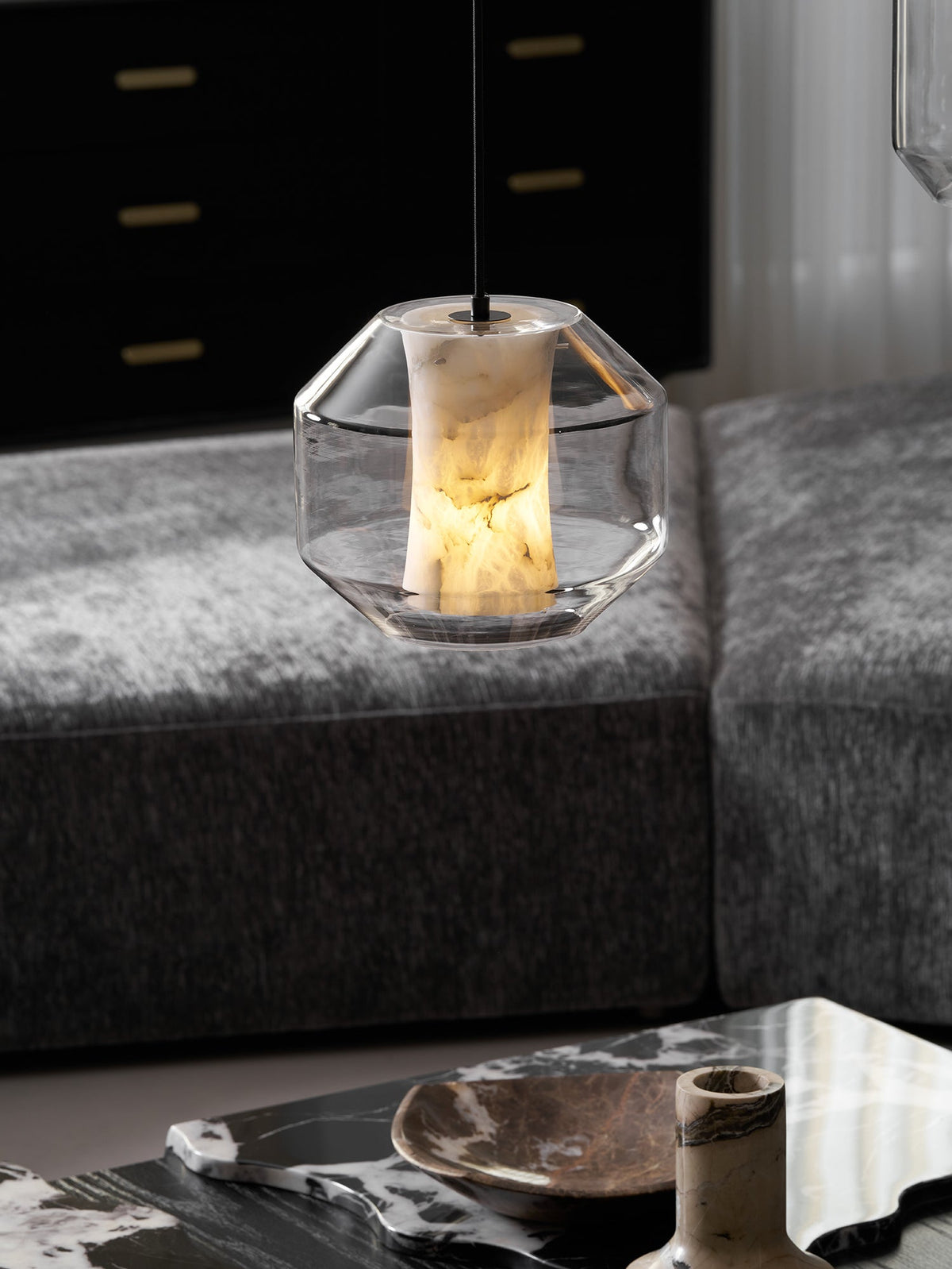 Alabaster Glass Cylinder Pendant Light - Vakkerlight