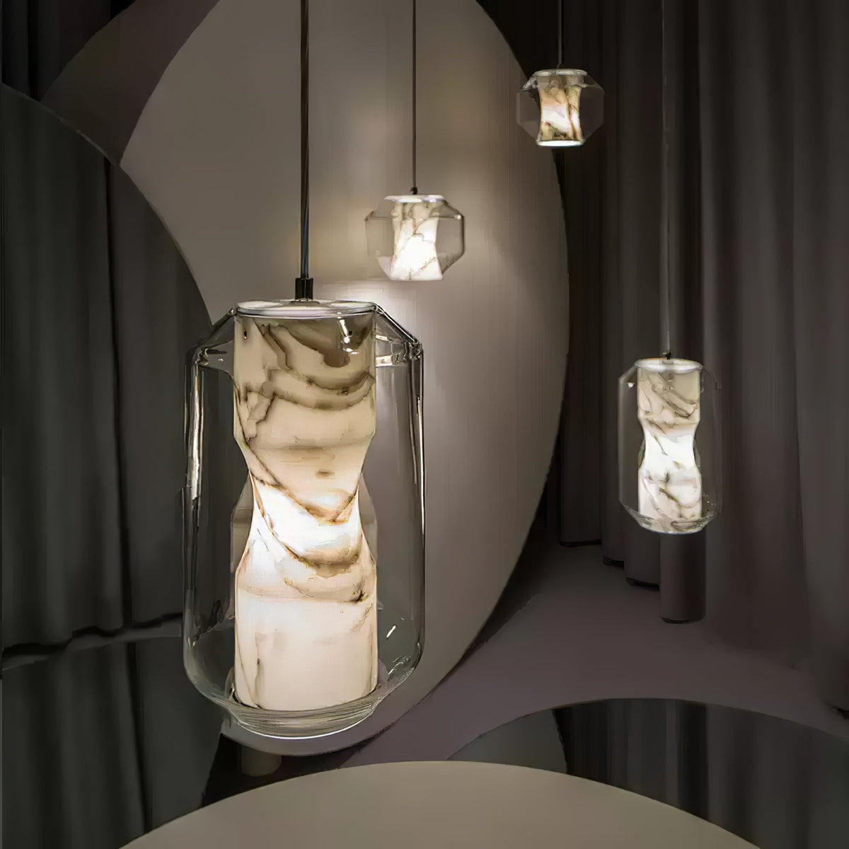 Alabaster Glass Cylinder Pendant Light – detail 23