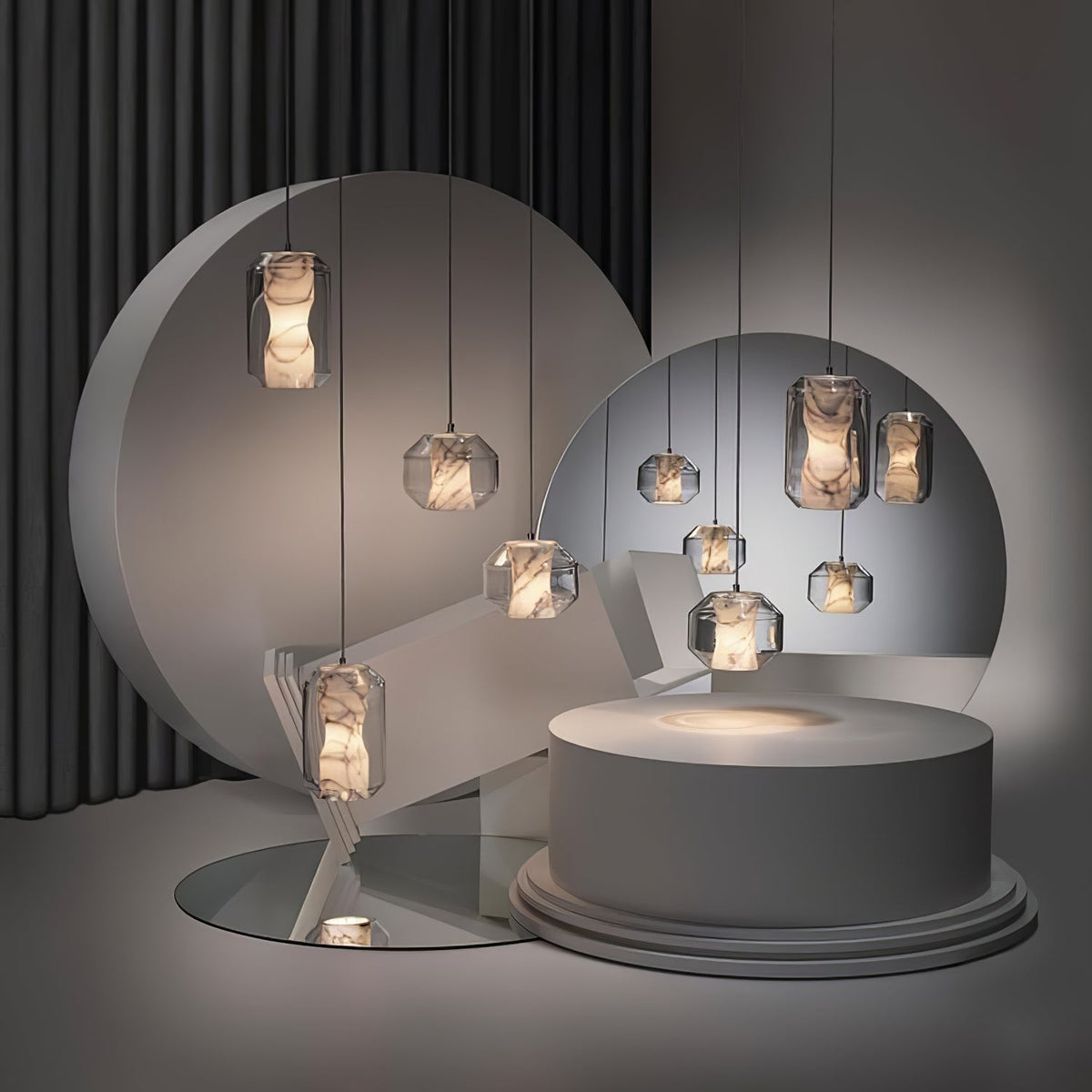 Alabaster Glass Cylinder Pendant Light – detail 27