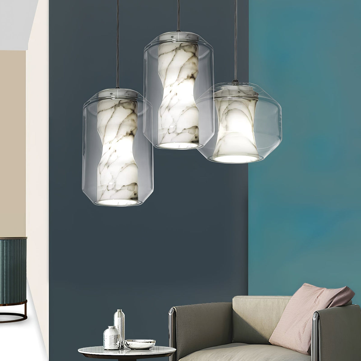 Alabaster Glass Cylinder Pendant Light – detail 28