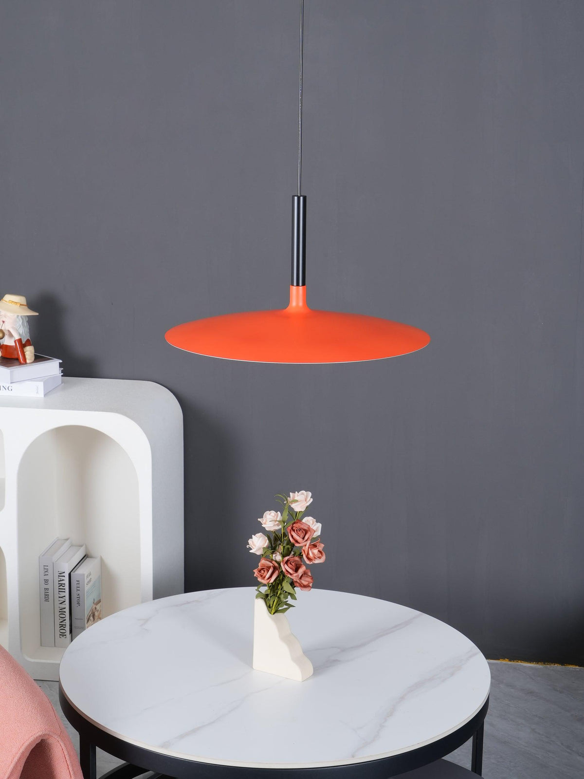 Larkin White Saucer Pendant Light – detail 13