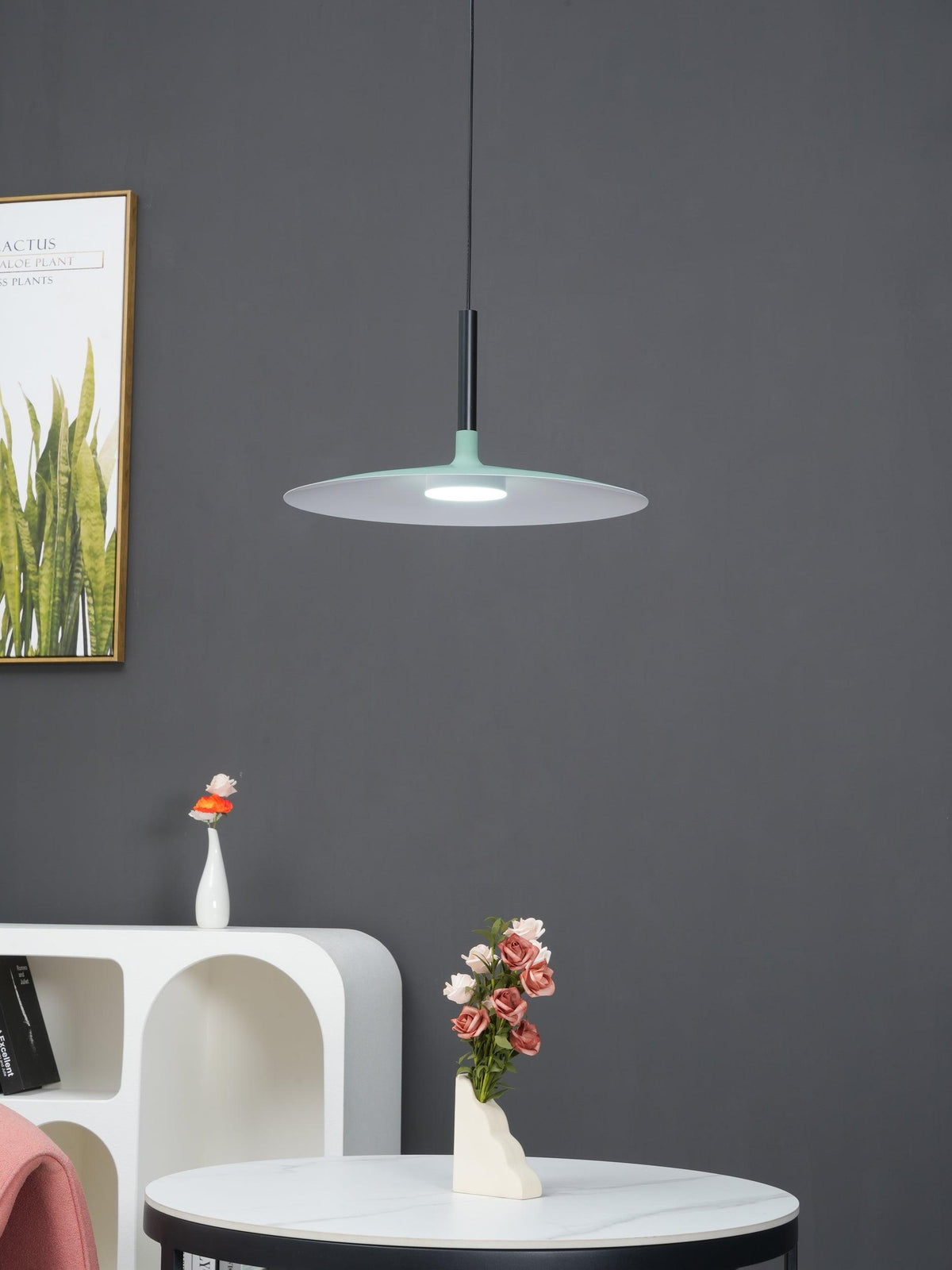 Larkin White Saucer Pendant Light – detail 17