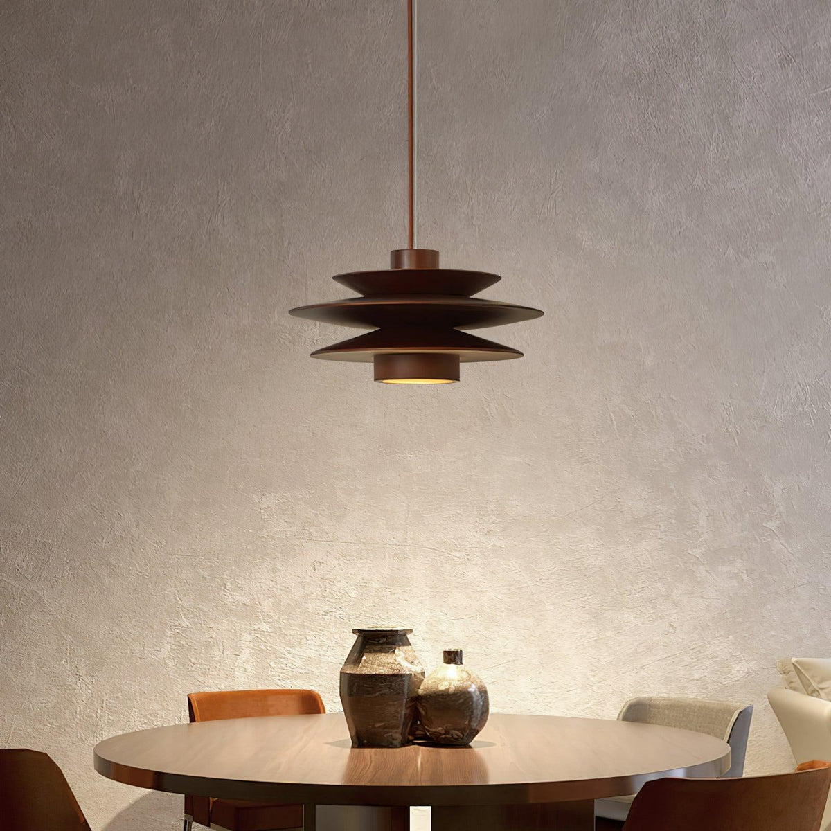 Cascade Wooden Disc Pendant Lamp – detail 3