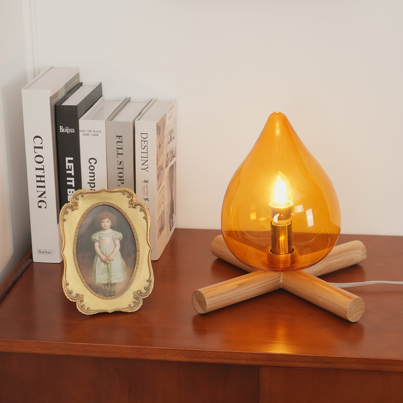 Bellin Wood Fire Table Lamp