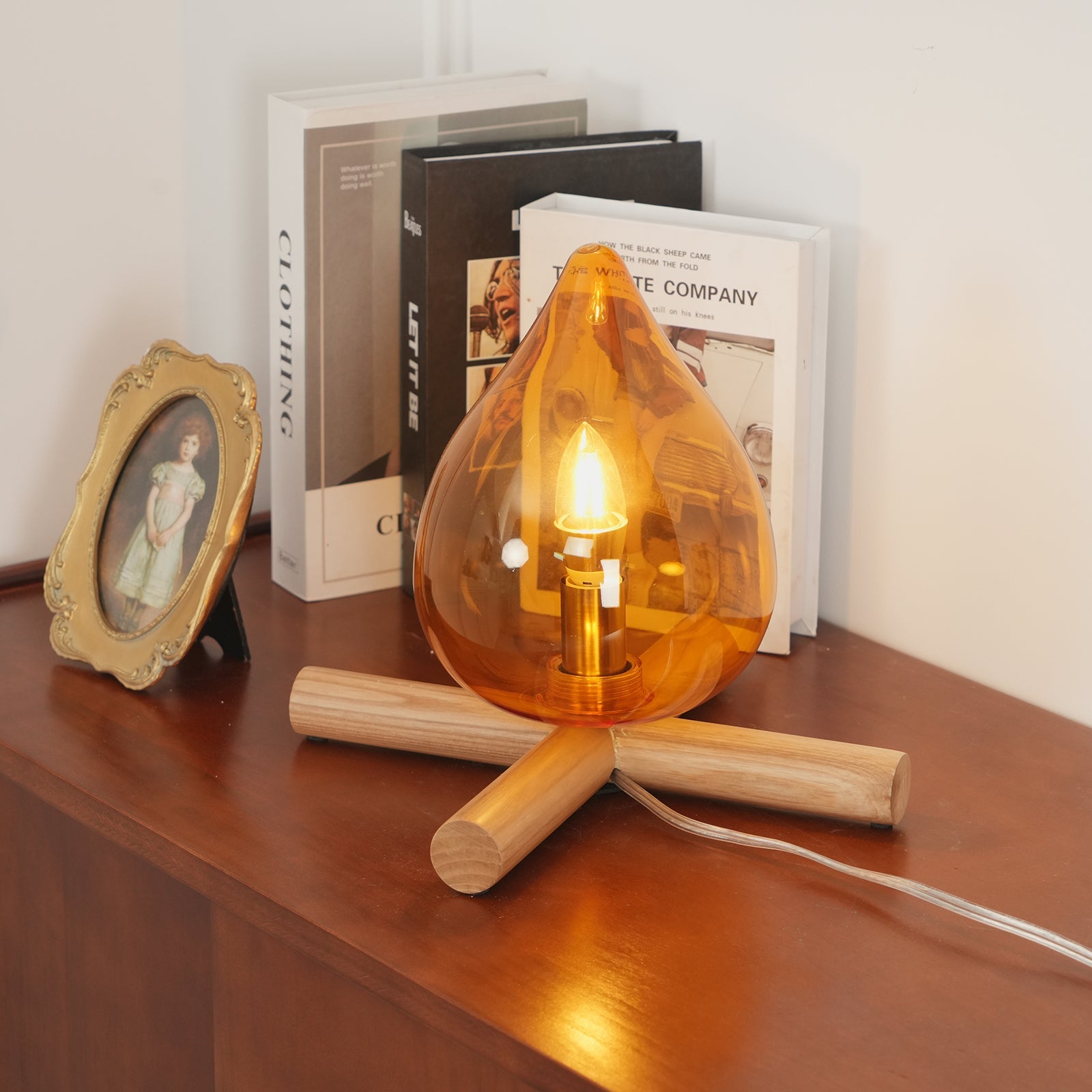 Bellin Wood Fire Table Lamp