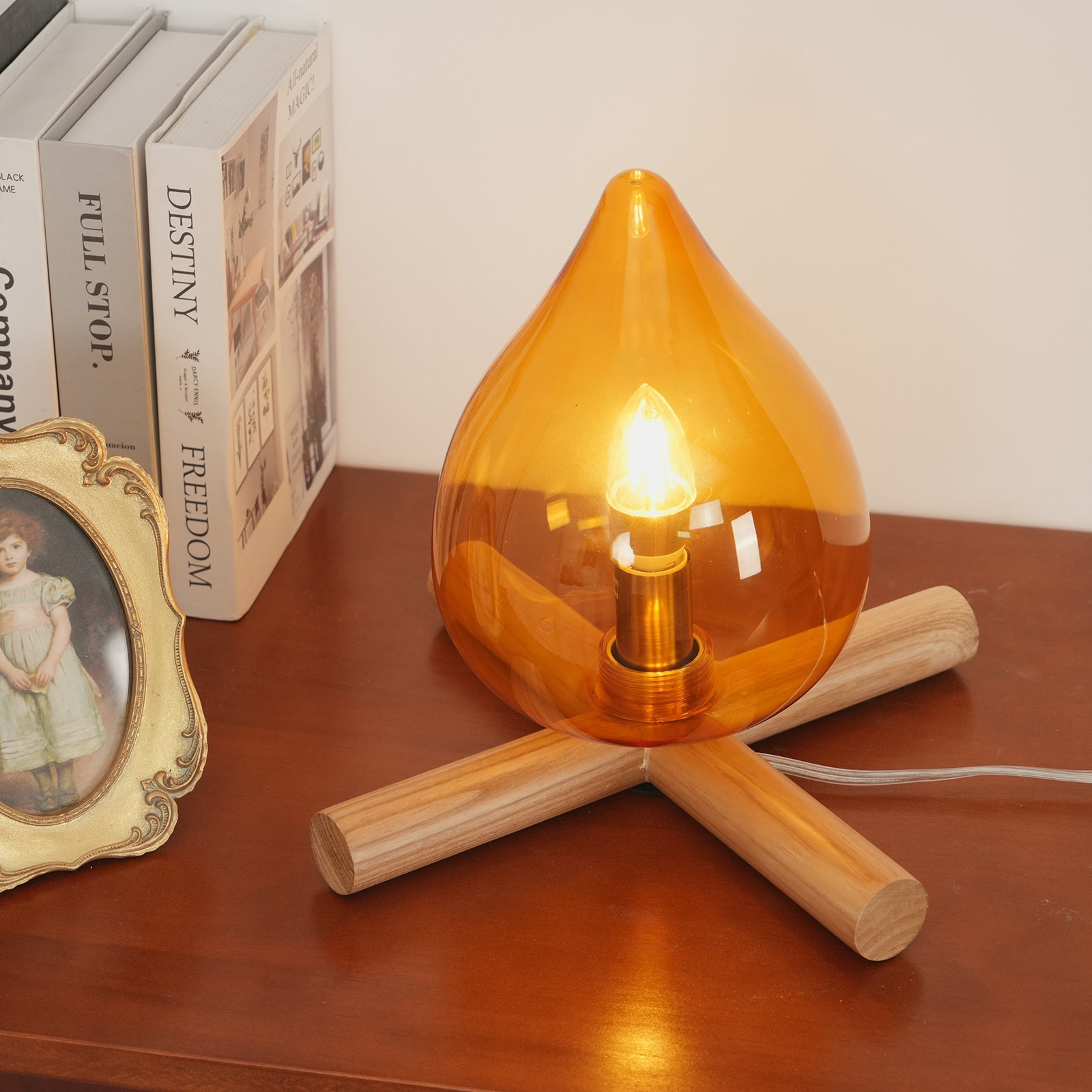 Bellin Wood Fire Table Lamp