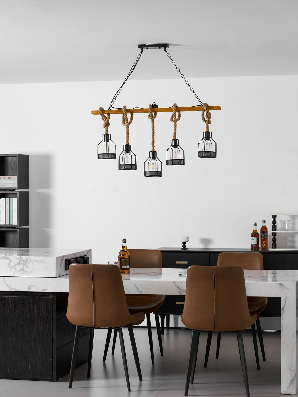 Hemp Rope Industrial Grenade Chandelier – detail 26
