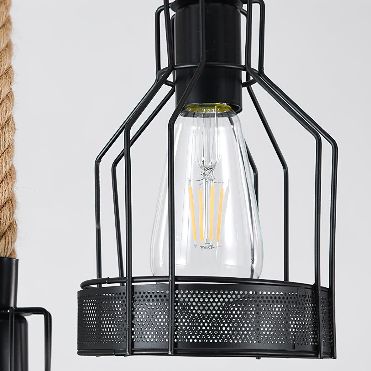 Hemp Rope Industrial Grenade Chandelier – detail 7