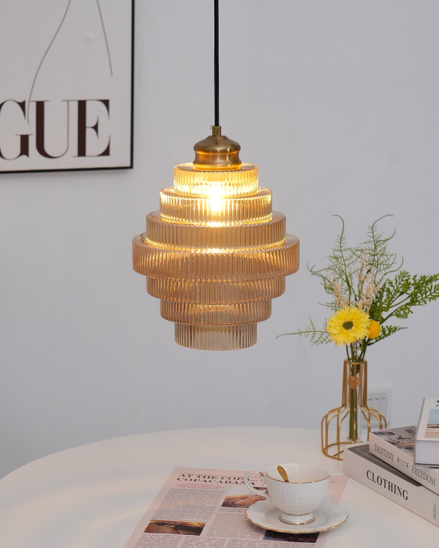 Coran Ribbed Pendant Light