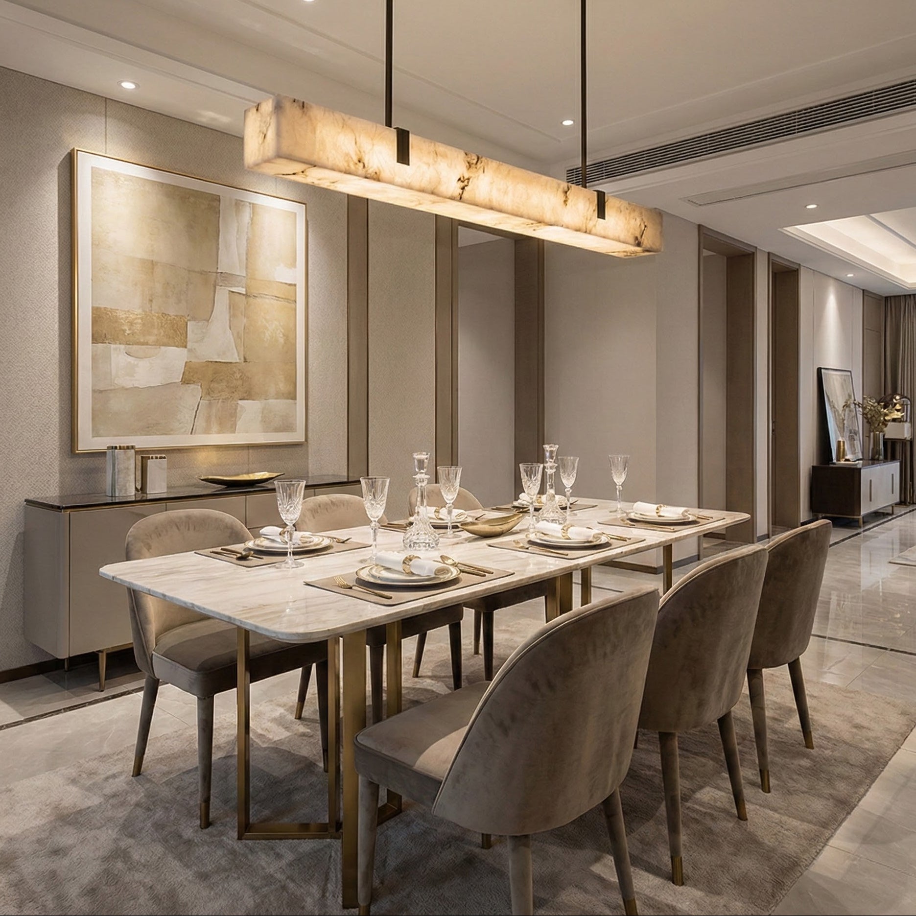 Tavoa Alabaster Linear Chandelier