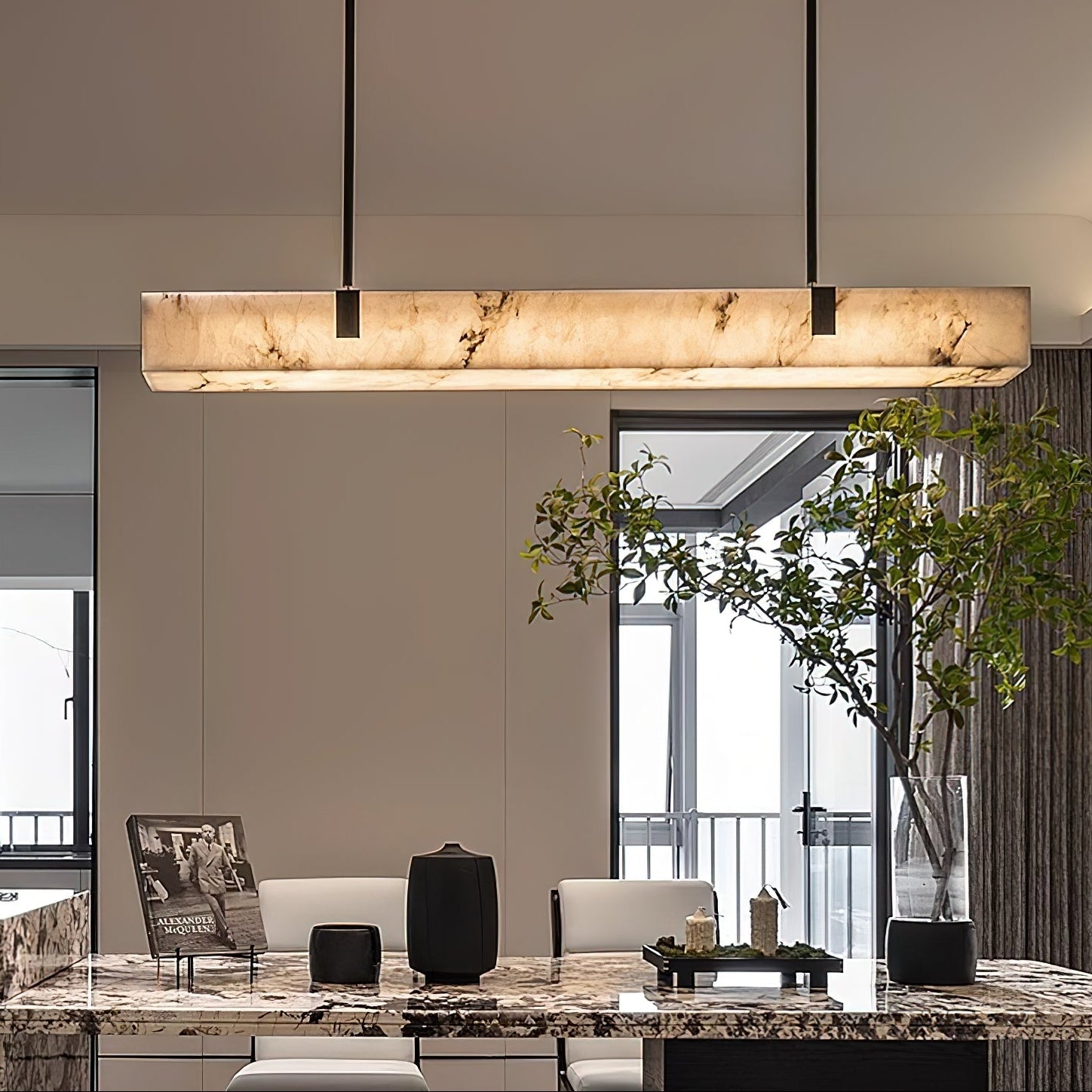Tavoa Alabaster Linear Chandelier