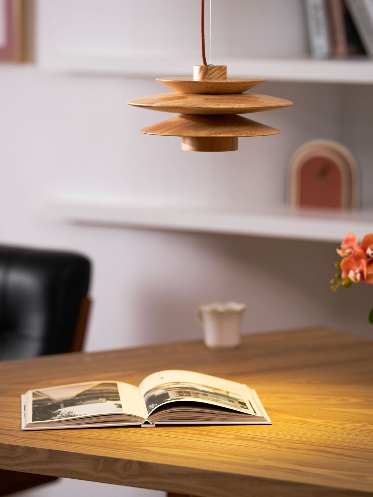 Cascade Wooden Disc Pendant Lamp – detail 25