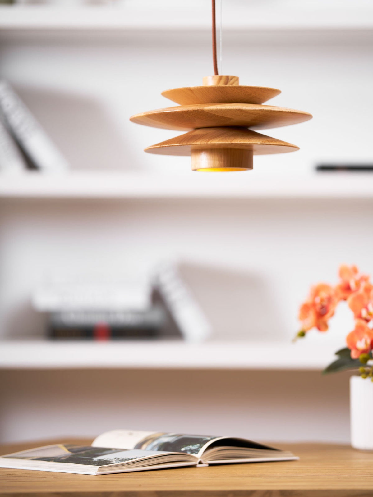 Cascade Wooden Disc Pendant Lamp – detail 20