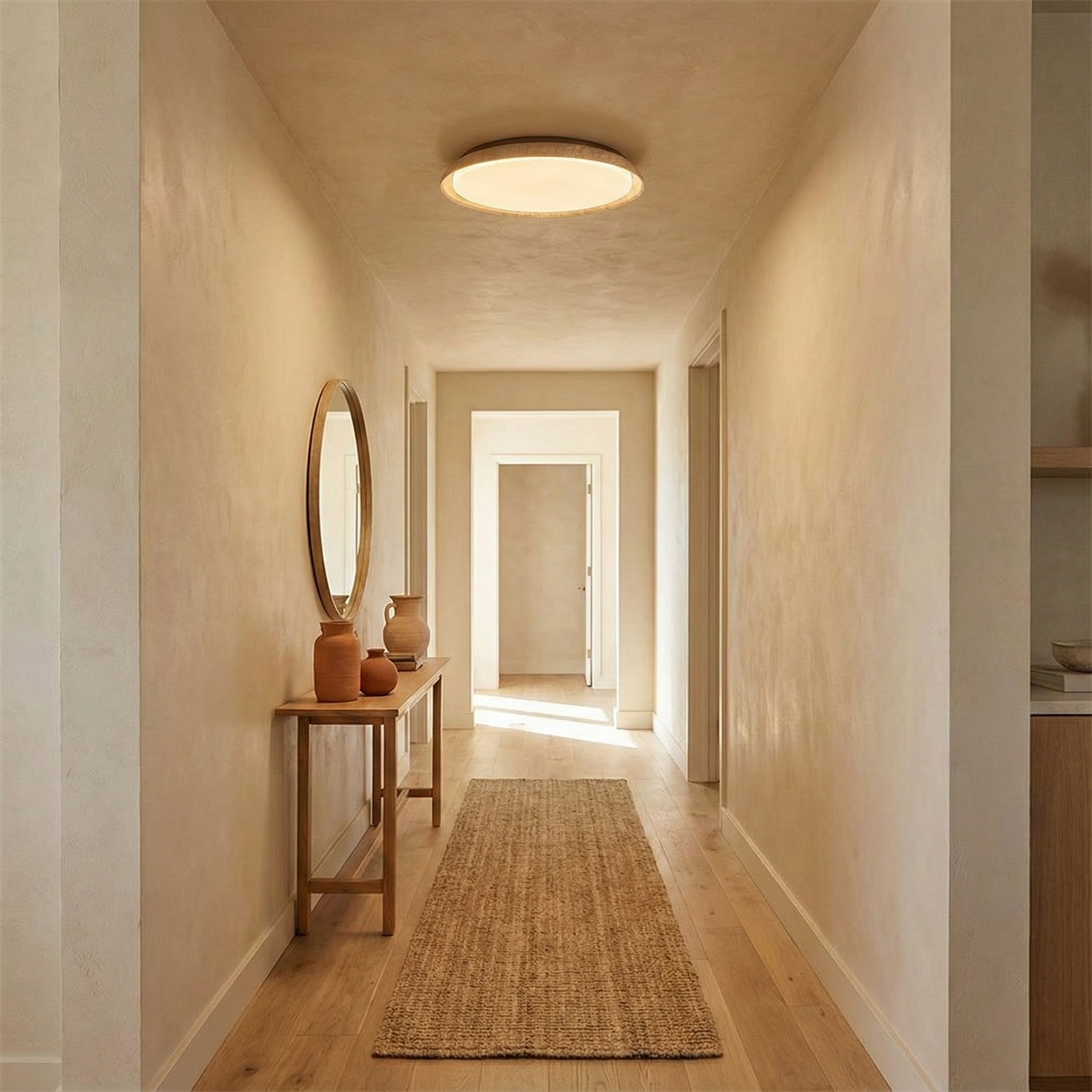 Bareno Round Travertine Ceiling Light