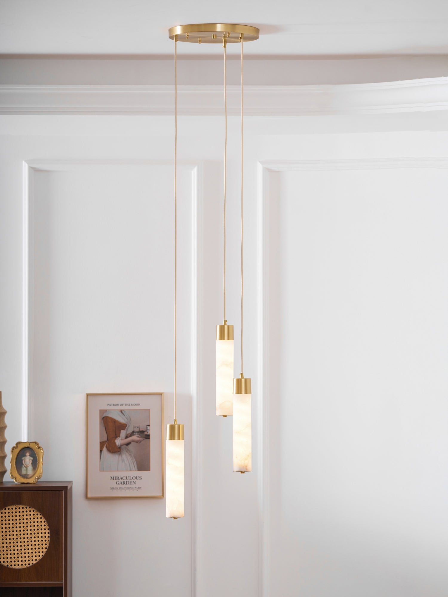 Keleyro Alabaster Tube Pendant Light