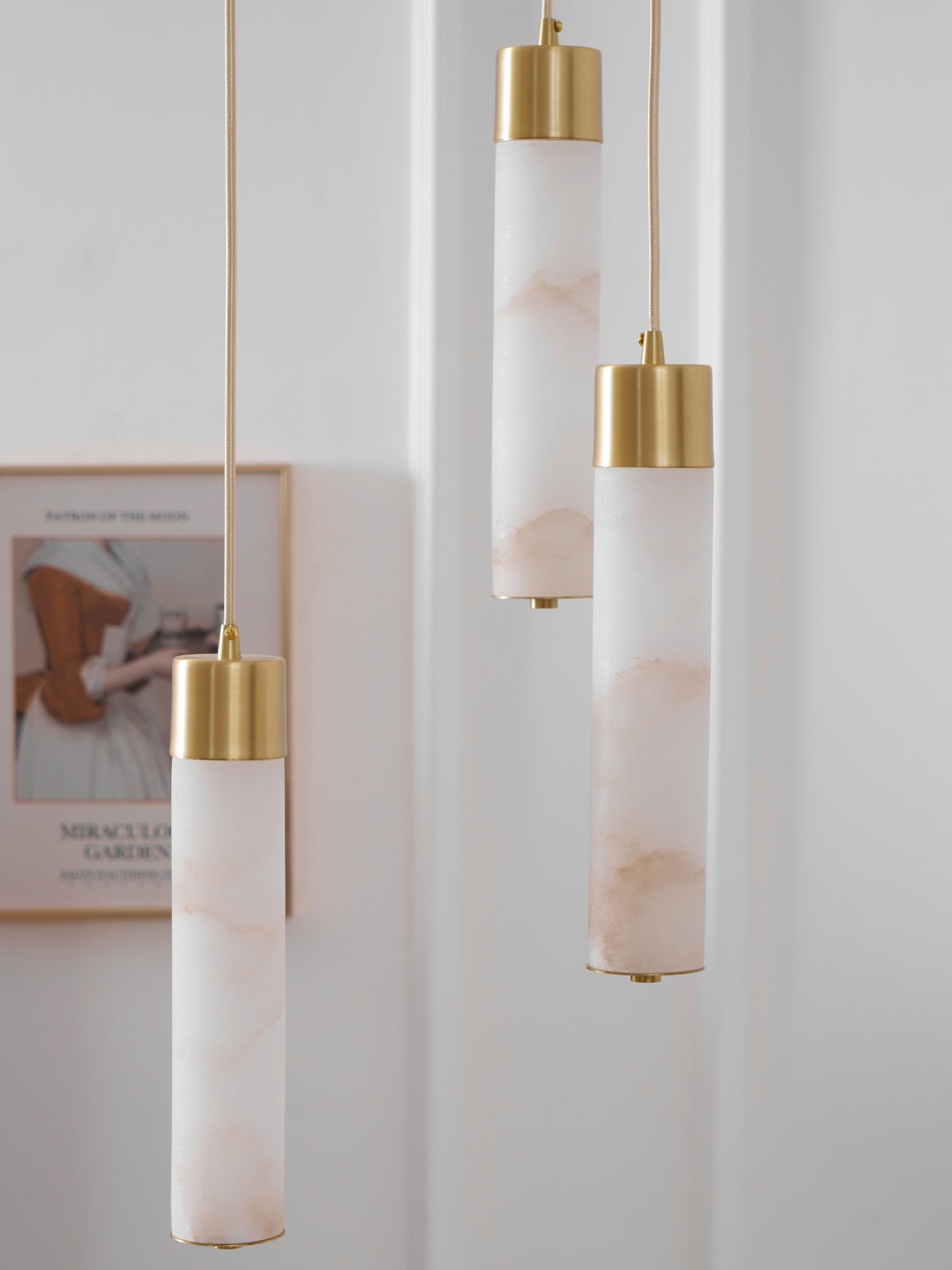 Keleyro Alabaster Tube Pendant Light